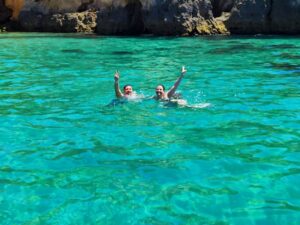 Customers swimming